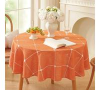 Plenmor Nappe Ronde Creme 150 cm, Nappe Orange Lin Nappes Tissu pour Salle à Manger, Exterieur, Picnic, Anniversaire, Automne, Noel, Halloween