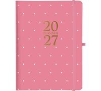 Plenty Gifts Agenda 2027 - Agenda 18 mois Pink Dots - Format L - Planificateur semainier - Juillet 2026 à décembre 2027-20,5 x 15,2 cm