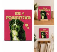 Plenty Gifts Plaque personnalisée - Be Pawsitive Bernese - Carreau décoratif pour propriétaires de Bouvier Bernois - Inscription en Anglais - 15x15cm