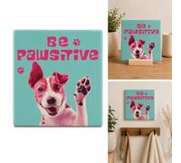 Plenty Gifts Plaque personnalisée - Be Pawsitive Jack Russell - Carreau décoratif pour propriétaires de Jack Russell - Inscription en Anglais - 15x15cm
