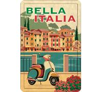 Plenty Gifts Plaque personnalisée - Bella Italia - Plaque Murale décorative Italienne en métal - Format A4-21x29,7cm