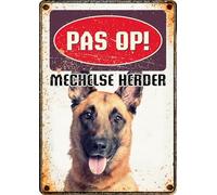 Plenty Gifts Plaque personnalisée - Berger Malinois - Plaque Murale décorative en métal - Version néerlandaise - 14,8x21cm