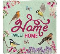 Plenty Gifts Plaque personnalisée - Home Tweet Home - Carreau décoratif pour Amoureux des Oiseaux - Inscription en Anglais - 15x15cm