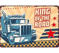 Plenty Gifts Plaque personnalisée - King of The Road - Plaque Murale décorative en métal - Style Vintage Automobile - 14,8x21cm
