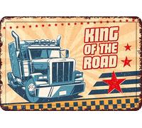Plenty Gifts Plaque personnalisée - King of The Road - Plaque Murale décorative Style Automobile Vintage - Format A4-21x29,7cm