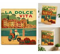 Plenty Gifts Plaque personnalisée - La Dolce Vita - Carreau décoratif avec Texte Italien - Inscription en Italien - 15x15cm