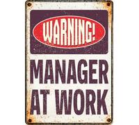 Plenty Gifts Plaque personnalisée - Manager At Work - Plaque métallique Humoristique - 14,8x21cm