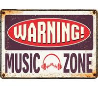 Plenty Gifts Plaque personnalisée - Music Zone - Plaque Murale métallique pour passionnés de Musique - 14,8x21cm