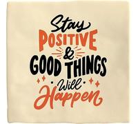 Plenty Gifts Plaque personnalisée - Stay Positive - Carreau décoratif avec Citation Positive - Inscription en Anglais - 15x15cm