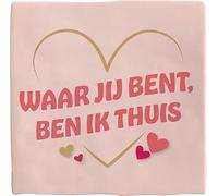 Plenty Gifts Plaque personnalisée - Waar Jij Bent - Carreau décoratif Romantique - Inscription en néerlandais - 15x15cm