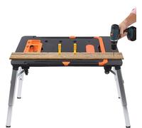 Pliable, équipé de roulettes, capacité de 150 kg, avec renfort de hauteur | 7 fonctions : établi, support pour scie, échafaudage, plateforme, chariot de manutention, chariot de transport et chariot ut