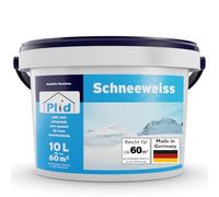 Plid® Peinture blanche mur et plafond, Blanc mat 10 L - pour env. 60m² - Haute couvrance, Application facile, Faible odeur - Pot de peinture murale interieur Blanc polaire - Rénovation, Décoration