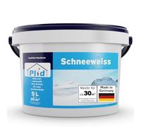 Plid® Peinture blanche mur et plafond, Blanc mat 5 L - pour env. 30m² - Haute couvrance, Application facile, Faible odeur - Pot de peinture murale interieur Blanc polaire - Rénovation, Décoration