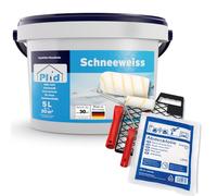 Plid® Schneeweiß Peinture Murale Blanc 5L avec Ensemble de Peinture 6 pièces [HAUTE COUVERTURE] - Peinture murale blanche Polarweiß à faible odeur - Peinture pour mur - Peinture intérieure Wall Paint