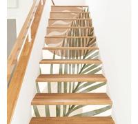PLIGREAT 15 bande de Stickers Muraux Bohèmes à Motifs de Feuilles pour Escalier Stickers Adhésifs pour Contremarches D'Escalier 18x100cm Motif Feuilles Aquarelle pour la Décoration de la Maison