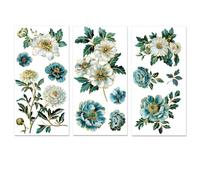 PLIGREAT 3 feuille à Frotter Sur les Transferts pour L'Artisanat et les Meubles Autocollants à Frotter à Motif de Fleurs Vintage Autocollants de Transfert à Frotter Ornés à Bord Doré