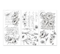 PLIGREAT 3 feuille de Transferts Floraux à Frotter pour Meubles Autocollants de Transfert Imperméables à Motif Floral Vintage pour Meubles en Bois Scrapbooking Décoration D'Intérieur 6"X12"/15x30cm