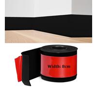Plinthe Souple Autoadhésive, Plinthe Adhesive en PVC, 5M Noir Plinthe Cuisine, 8cm de Large, Bande Décorative Flexible, Plinthe Autoadhésive pour Cuisines, Salles de Bains et Salons