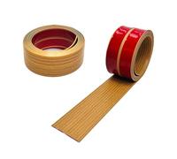 Plinthe souple en PVC de 3 m - Autocollant - Pour cuisine et salle de bain - Pour cuisine et salle de bain - Bande de finition flexible (grain de bois jaune, 20 x 20 mm)
