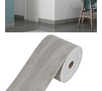 Plinthe souple large et épaisse, 5 m/10 m, bande décorative flexible autocollante, profilé de transition pour sol, plinthes pour murs, effet bois marbré (1, aspect bois marbré gris, 10 m x 10 cm)