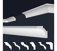 Plinthes de plafond Marbet en polystyrène XPS - Plinthes en stuc de haute qualité, légères & robustes, au design moderne - (2 mètres E-11-80x80mm) Paquets économiques