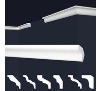 Plinthes de plafond Marbet en polystyrène XPS - Plinthes en stuc de haute qualité, légères & robustes, au design moderne - (2 mètres E-3-80x80mm) Plinthes en polystyrène