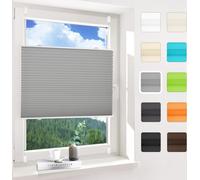 Plissé gris plissé sans perçage 80x140cm (lxh), store plissé, store vénitien avec support de serrage, opaque, protection contre les regards indiscrets et protection solaire, Easyfix, pour fenêtres et 