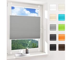 Plissé gris plissé sans perçage 80x140cm (lxh), store plissé, store vénitien avec support de serrage, opaque, protection contre les regards indiscrets et protection solaire, Easyfix, pour fenêtres et 