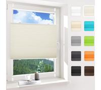 Plissé plissé sans perçage, beige 80x90cm (lxh), store plissé, store vénitien avec support de serrage, opaque, protection contre les regards et le soleil, Easyfix, pour fenêtres et portes