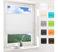 Plissé plissé sans perçage, blanc 105x150cm (lxh), store plissé, store vénitien avec support de serrage, opaque, protection contre les regards et le soleil, Easyfix, pour fenêtres et portes