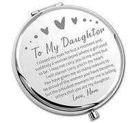 PLITI Miroir Compact avec Inscription « to My Daughter » de la Part de Maman, Papa, Fille, Cadeau de Remise de diplôme, Miroir de Poche inspirant (Daughter Closed CM U)