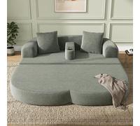 PLLBIKK Canapé-lit pliable 176 l x 184 P x 47 H cm, canapé avec fonction | Canapé pliant 2 en 1 en velours côtelé avec fonction de salon, compressé sous vide, sans montage, accoudoir amovible avec