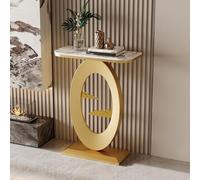 Pllrbvshs Console d'entrée Moderne avec Plateau en Pierre frittée et Cadre métallique, Table d'appoint Demi-Lune pour Couloir Salon.(Gold1,60x30x75cm)