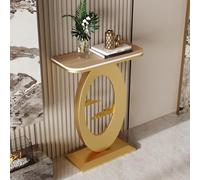 Pllrbvshs Console d'entrée Moderne avec Plateau en Pierre frittée et Cadre métallique, Table d'appoint Demi-Lune pour Couloir Salon.(Gold3,60x30x75cm)