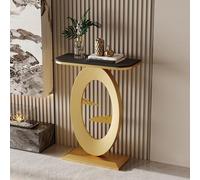 Pllrbvshs Console d'entrée Moderne avec Plateau en Pierre frittée et Cadre métallique, Table d'appoint Demi-Lune pour Couloir Salon.(Gold4,40x30x75cm)