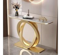 Pllrbvshs Console d'Entrée Moderne, Plateau Effet Marbre, Table Longue Étroite pour Canapé avec Pieds Métalliques Géométriques, Table Décorative pour Entrée, Couloir et Salon.(Gold2,59.1x11.8x31.5in)