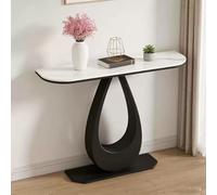 Pllrbvshs Console Table Moderne Cadre Fer Forge Plateau Effet Marbre pour Entrée, Salon et Couloir Table Basse Derrière Canapé Étroite Décoration.(Black2,120x30x80cm/47.2x11.8x31.5in)