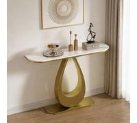 Pllrbvshs Console Table Moderne Cadre Fer Forge Plateau Effet Marbre pour Entrée, Salon et Couloir Table Basse Derrière Canapé Étroite Décoration.(Gold,100x30x80cm/39.4x11.8x31.5in)