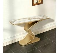 Pllrbvshs Console Table Moderne Luxueuse Plateau Effet Marbre, Table Longue Étroite for Entrée Cadre Métal en S, Décoration Salon Derrière Canapé for Couloir Foyer.(Gold,150x30x80cm)