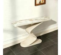 Pllrbvshs Console Table Moderne Luxueuse Plateau Effet Marbre, Table Longue Étroite for Entrée Cadre Métal en S, Décoration Salon Derrière Canapé for Couloir Foyer.(White1,100x30x80cm)
