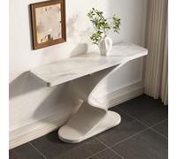 Pllrbvshs Console Table Moderne Luxueuse Plateau Effet Marbre, Table Longue Étroite for Entrée Cadre Métal en S, Décoration Salon Derrière Canapé for Couloir Foyer.(White,120x30x80cm)