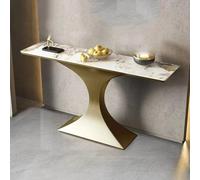Pllrbvshs Table Console en Pierre frittée Moderne avec Structure en Acier au Carbone, modèle rectangulaire Fin à Texture marbrée, Table d’appoint for entrée, Couloir et Salon.(Gold,100x35x80cm)