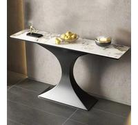 Pllrbvshs Table Console en Pierre frittée Moderne avec Structure en Acier au Carbone, modèle rectangulaire Fin à Texture marbrée, Table d’appoint for entrée, Couloir et Salon.(Black,130x35x80cm)