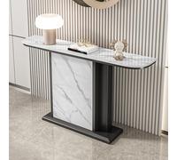 Pllrbvshs Table Console étroite Moderne pour entrée, Plateau Imitation marbre & Cadre métallique, Table d’appoint Demi-Lune pour Hall, Couloir et Salon.(Black,120x30x80cm)