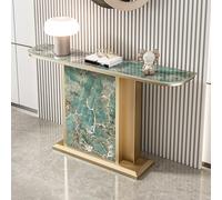 Pllrbvshs Table Console étroite Moderne pour entrée, Plateau Imitation marbre & Cadre métallique, Table d’appoint Demi-Lune pour Hall, Couloir et Salon.(Gold1,150x30x80cm)