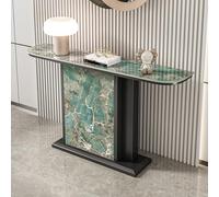Pllrbvshs Table Console étroite Moderne pour entrée, Plateau Imitation marbre & Cadre métallique, Table d’appoint Demi-Lune pour Hall, Couloir et Salon.(Black1,120x30x80cm)