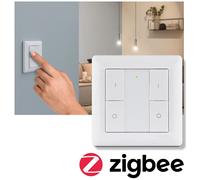 Paulmann Interrupteur mural 50134 SH ZB Zigbee sans fil double touche marche/arrêt dimmable blanc
