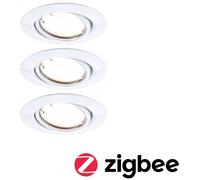 Paulmann 92463 Spot encastré LED Base Smart Home Zigbee kit de base orientable rond 230V 3x4,9W 3x430lm gradable 90 mm Blanc Métal 3000K
