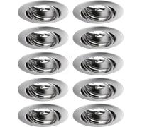 PLM 93399 - Éclairage encastré base, GU10, 20°, rond, fer brossé, Lot de 10
