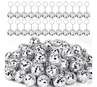 Plmvhpb Lot de 50 mini porte-clés boules disco argentées effet miroir porte-clés comme cadeau de fête pour la décoration de fêtes disco des années 70 et 80